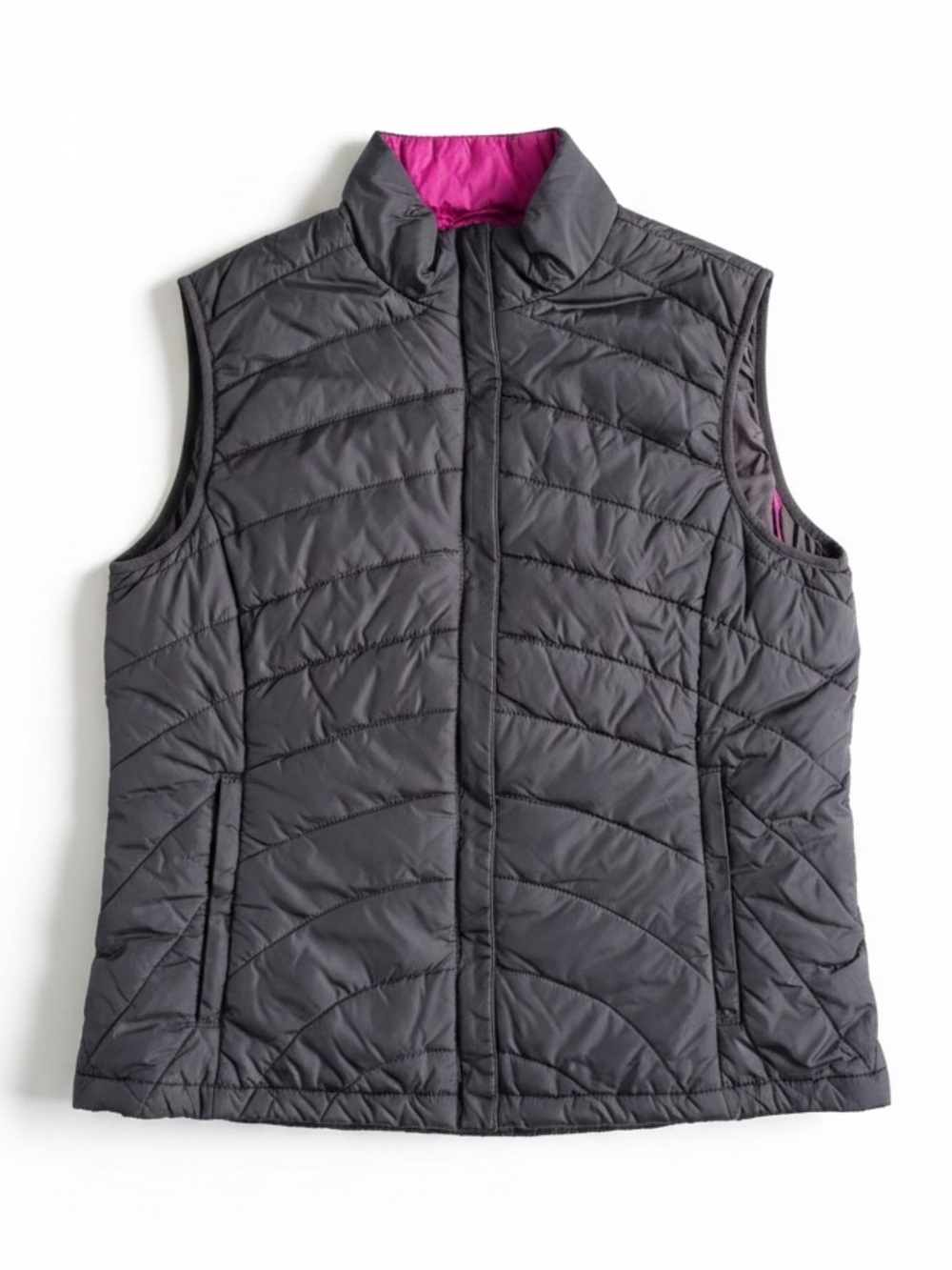 Lands’ End Quilted Puffer Vest Black Pink Lightweight Outdoor Preppy Size Small